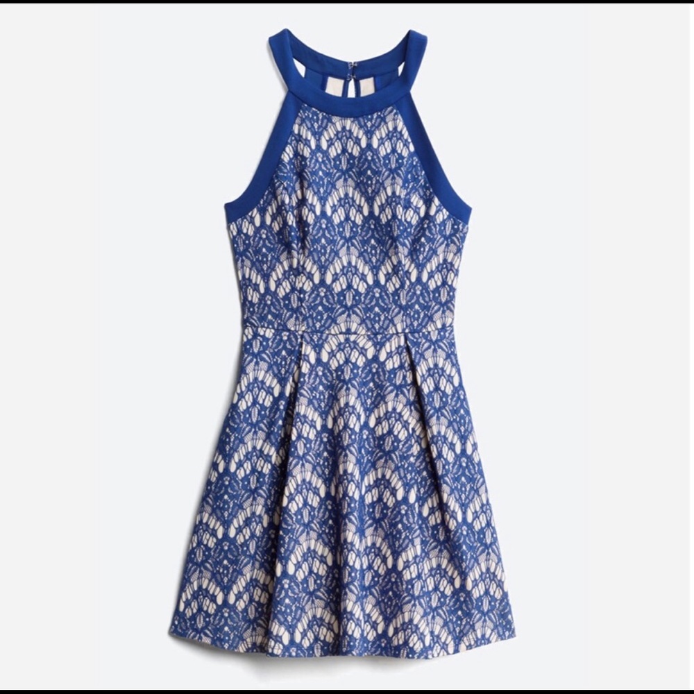 Elise Lace Knit Dress Blue